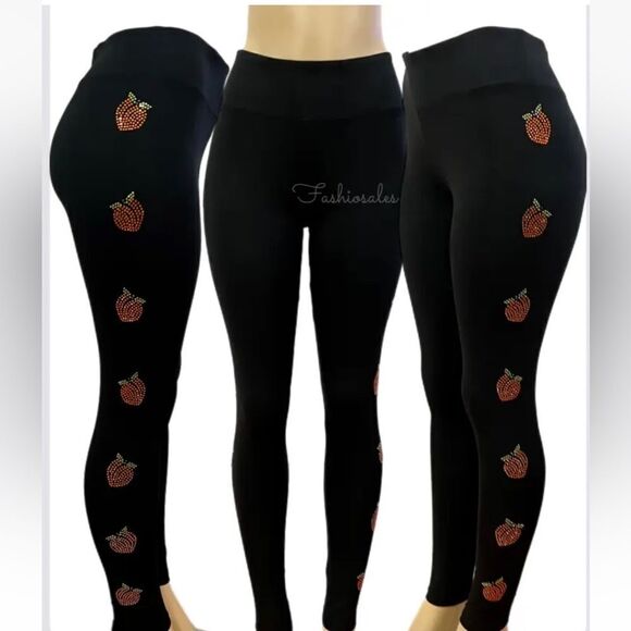 Victoria’s Secret Pink YOGA Active Sport Gym Bling Rhinestone Peach legging M - Picture 1 of 4